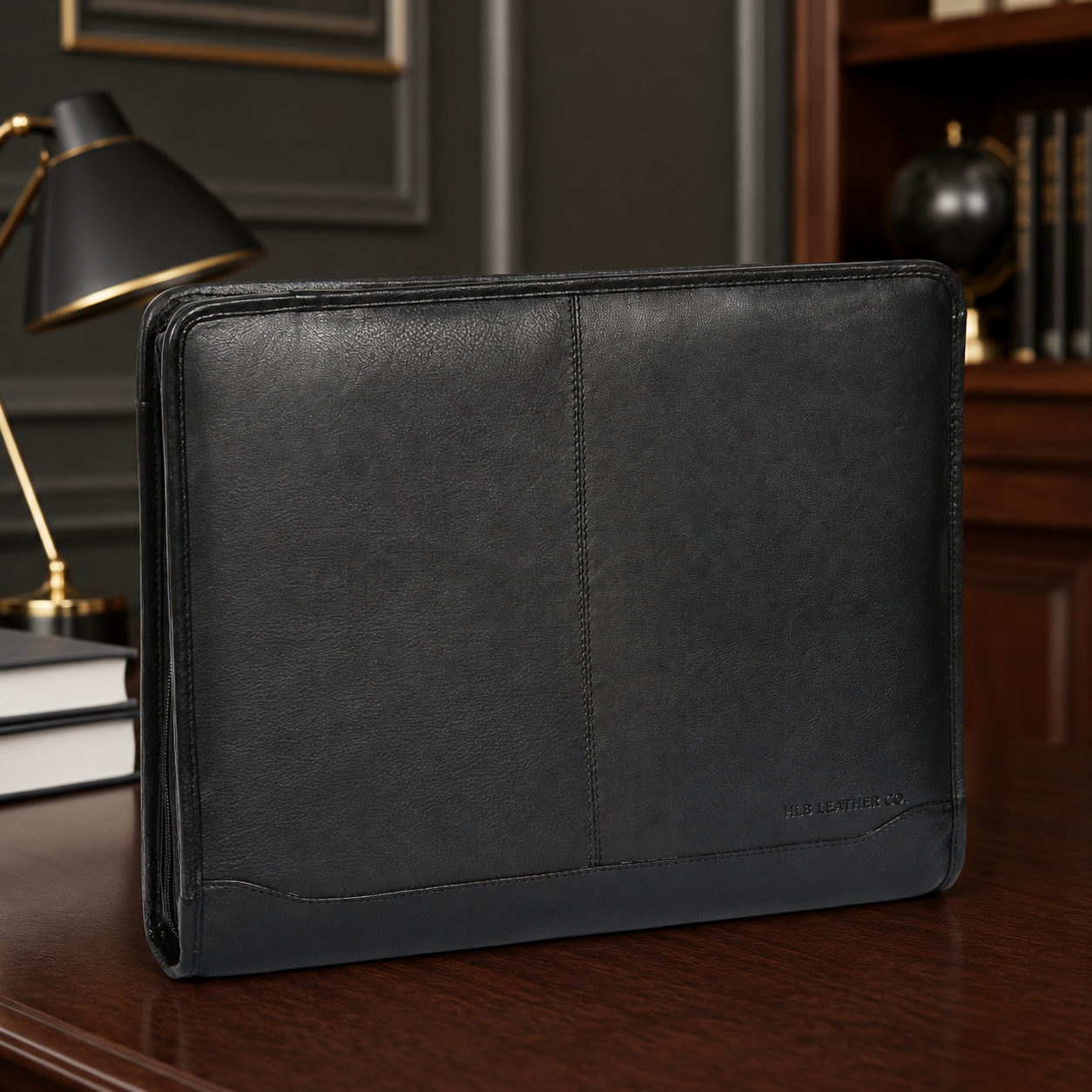 Braga Black Leather Ring Binder Folio – Professional Conference Organizer
