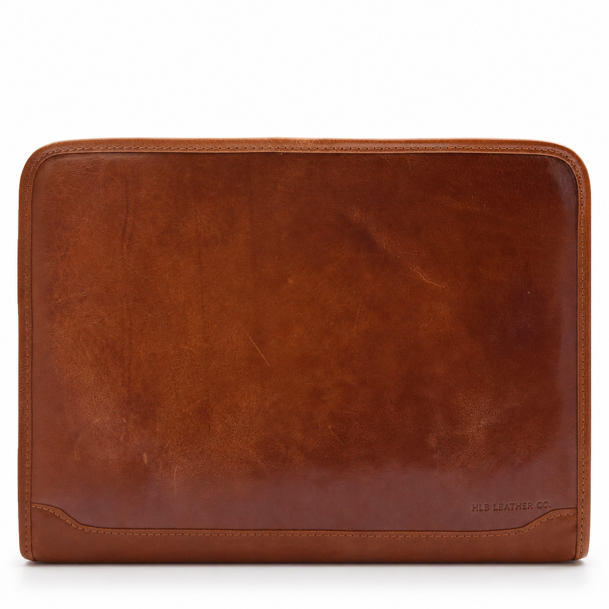 Muker Cognac Leather Portfolio Case – A4 Ring Binder Business Organizer