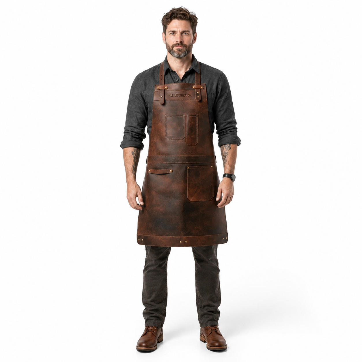 Full-Grain Cowhide Leather Utility Apron