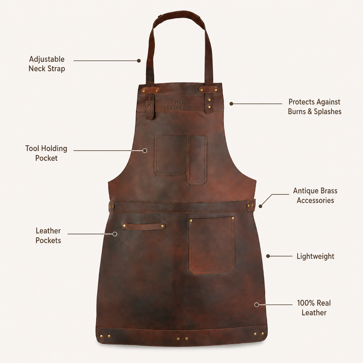 Full-Grain Cowhide Leather Utility Apron