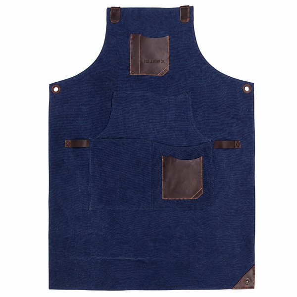 Waxed Canvas & Leather Utility Apron with Adjustable Straps