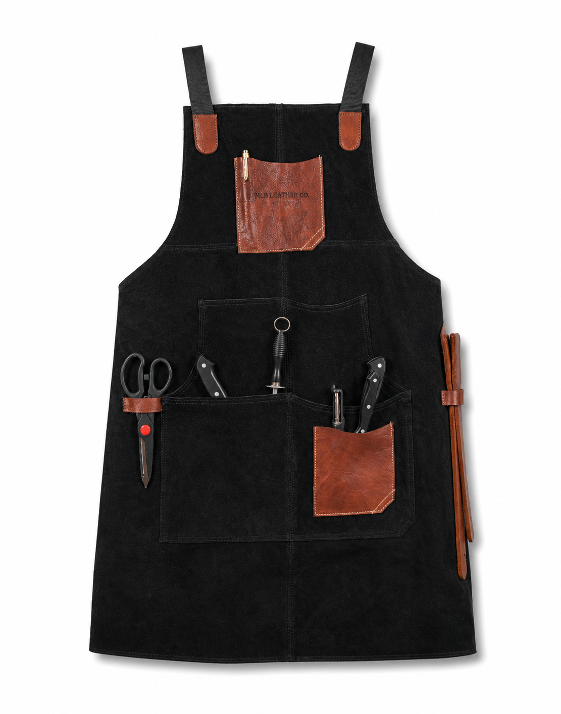 Raven Black Suede Leather Apron with Tailored Fit