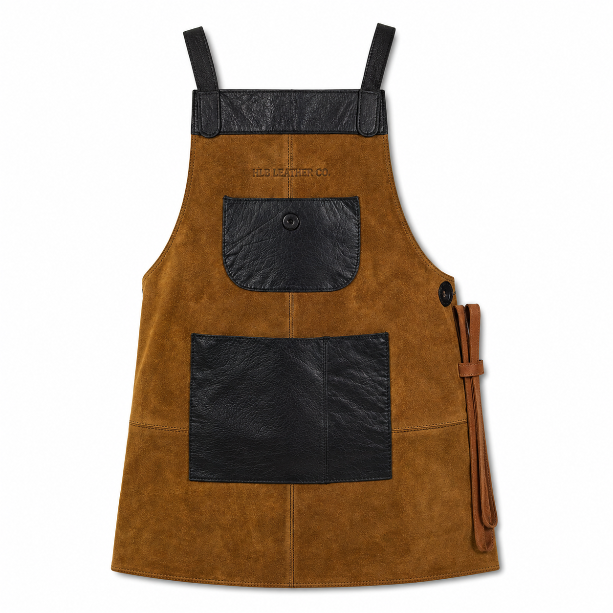 Raven Black Suede Leather Work Apron with Utility Pockets