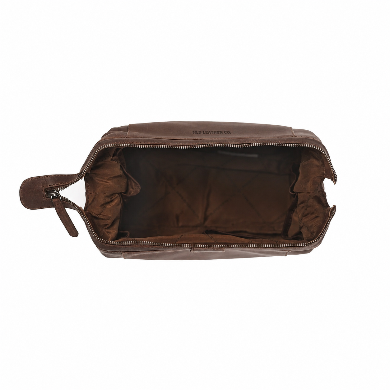 Brown Wax Pull-Up Leather Dopp Kit – Wide-Opening Travel Toiletry Bag