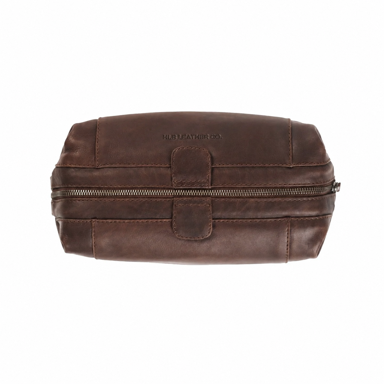 Brown Wax Pull-Up Leather Dopp Kit – Wide-Opening Travel Toiletry Bag