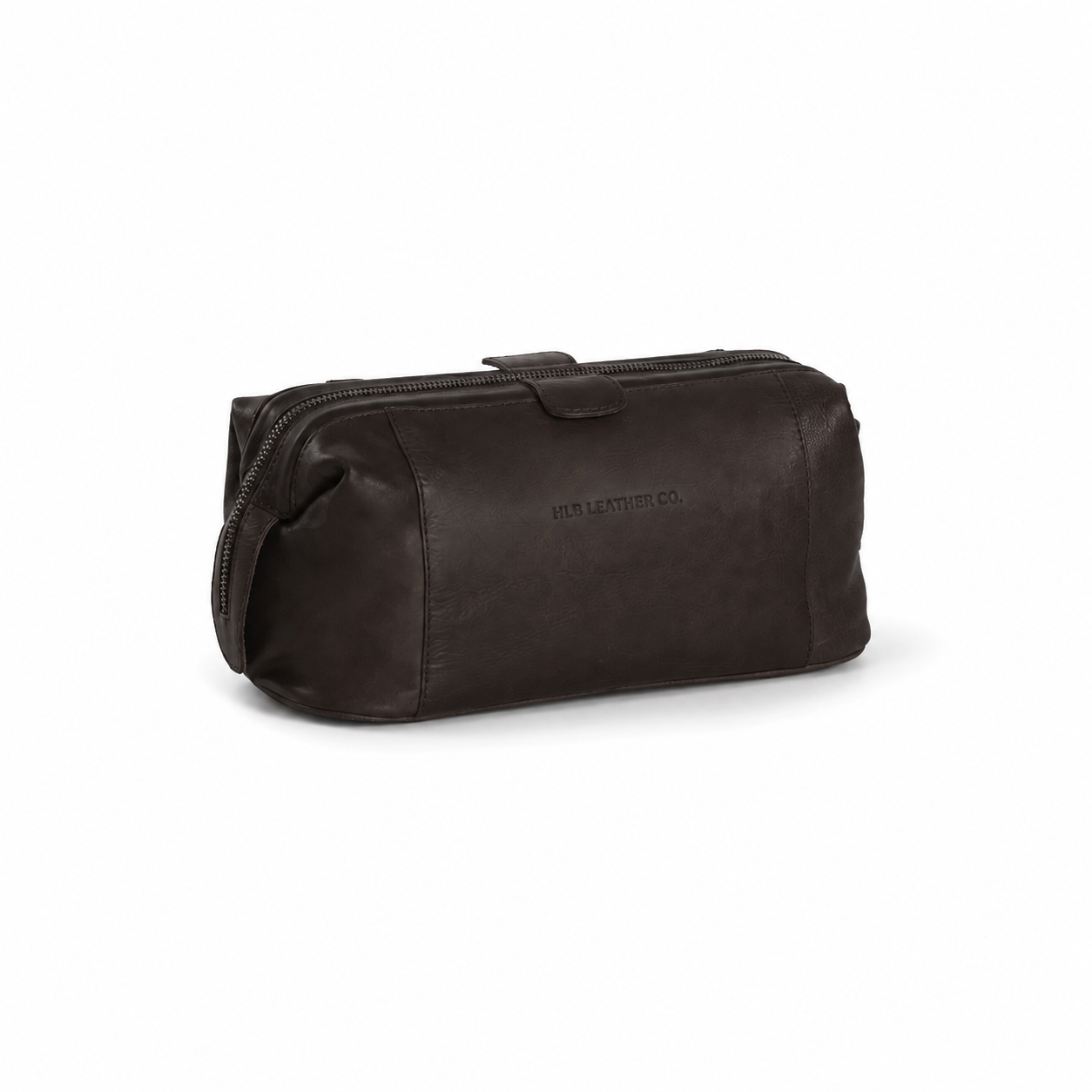 Brown Wax Pull-Up Leather Dopp Kit – Wide-Opening Travel Toiletry Bag