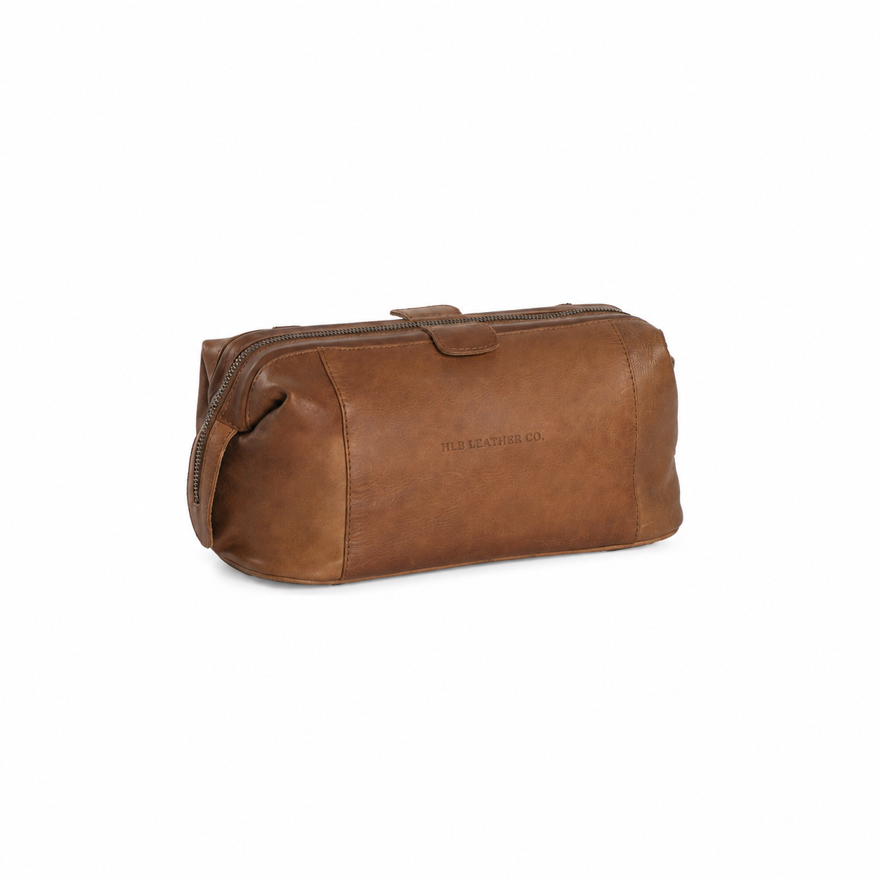 Cognac Waxed Leather Dopp Kit – Roll-Top Travel Toiletry Organizer