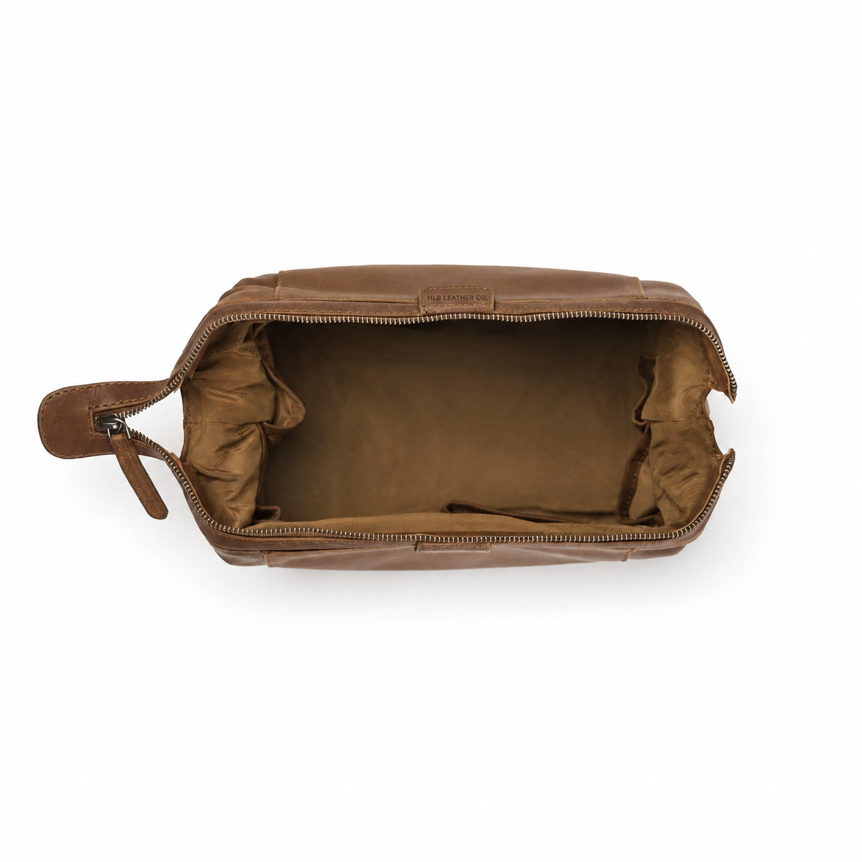 Cognac Waxed Leather Dopp Kit – Roll-Top Travel Toiletry Organizer