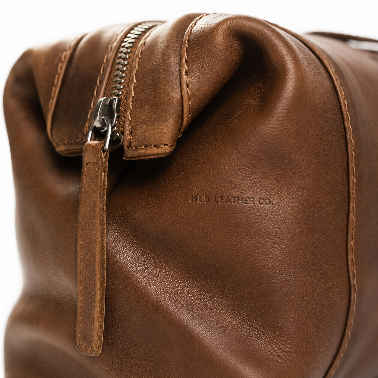 Cognac Waxed Leather Dopp Kit – Roll-Top Travel Toiletry Organizer