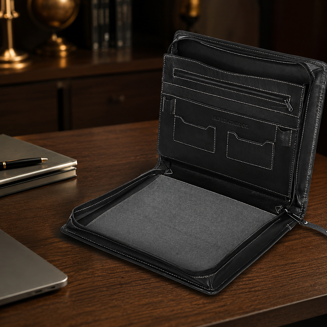 Orsett A4 Full-Grain Leather Portfolio – Zipped Conference & Tablet Organizer
