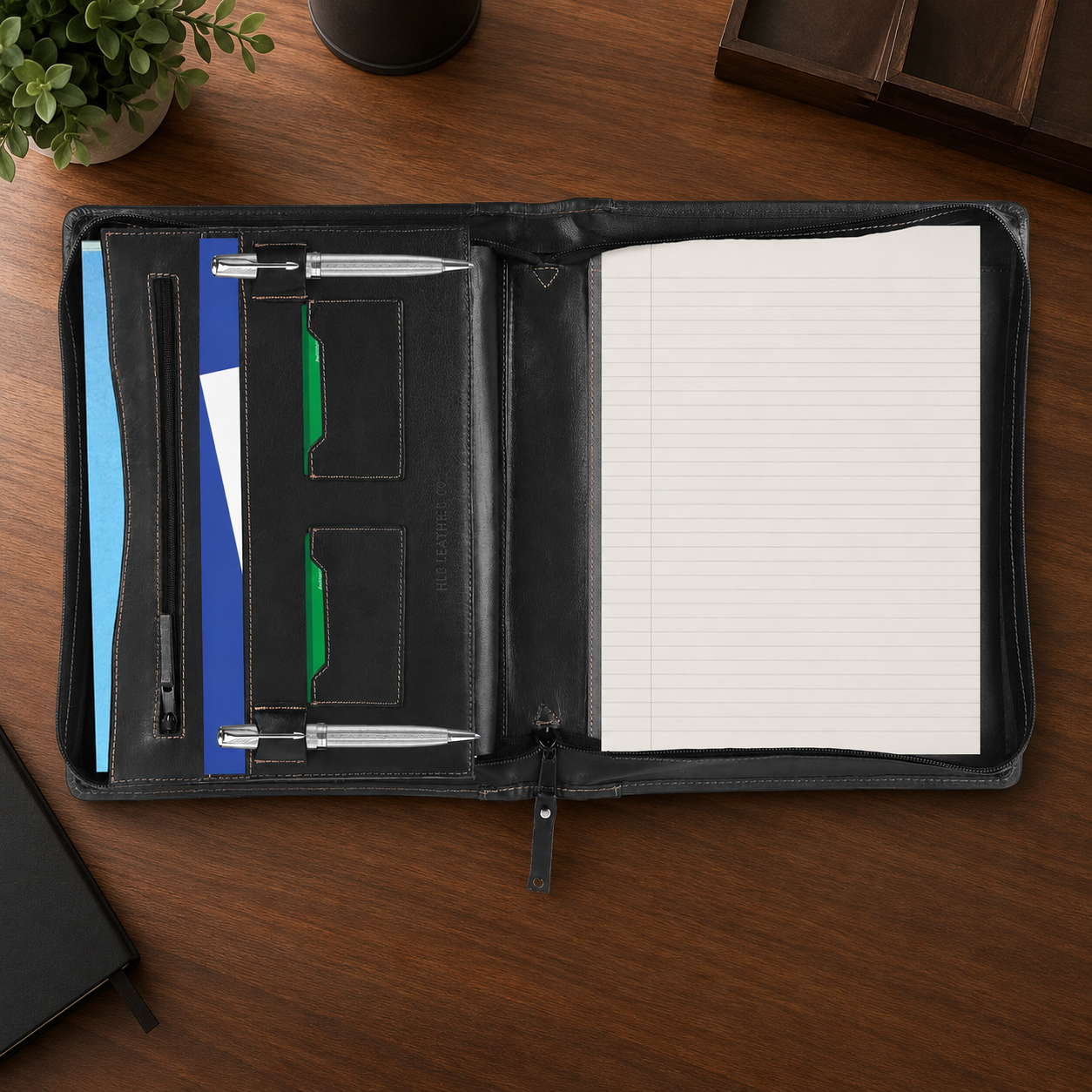 Orsett A4 Full-Grain Leather Portfolio – Zipped Conference & Tablet Organizer