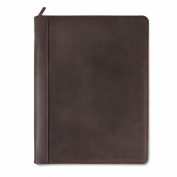Gower A4 Full-Grain Leather Padfolio – Zipped Conference & Tablet Organizer