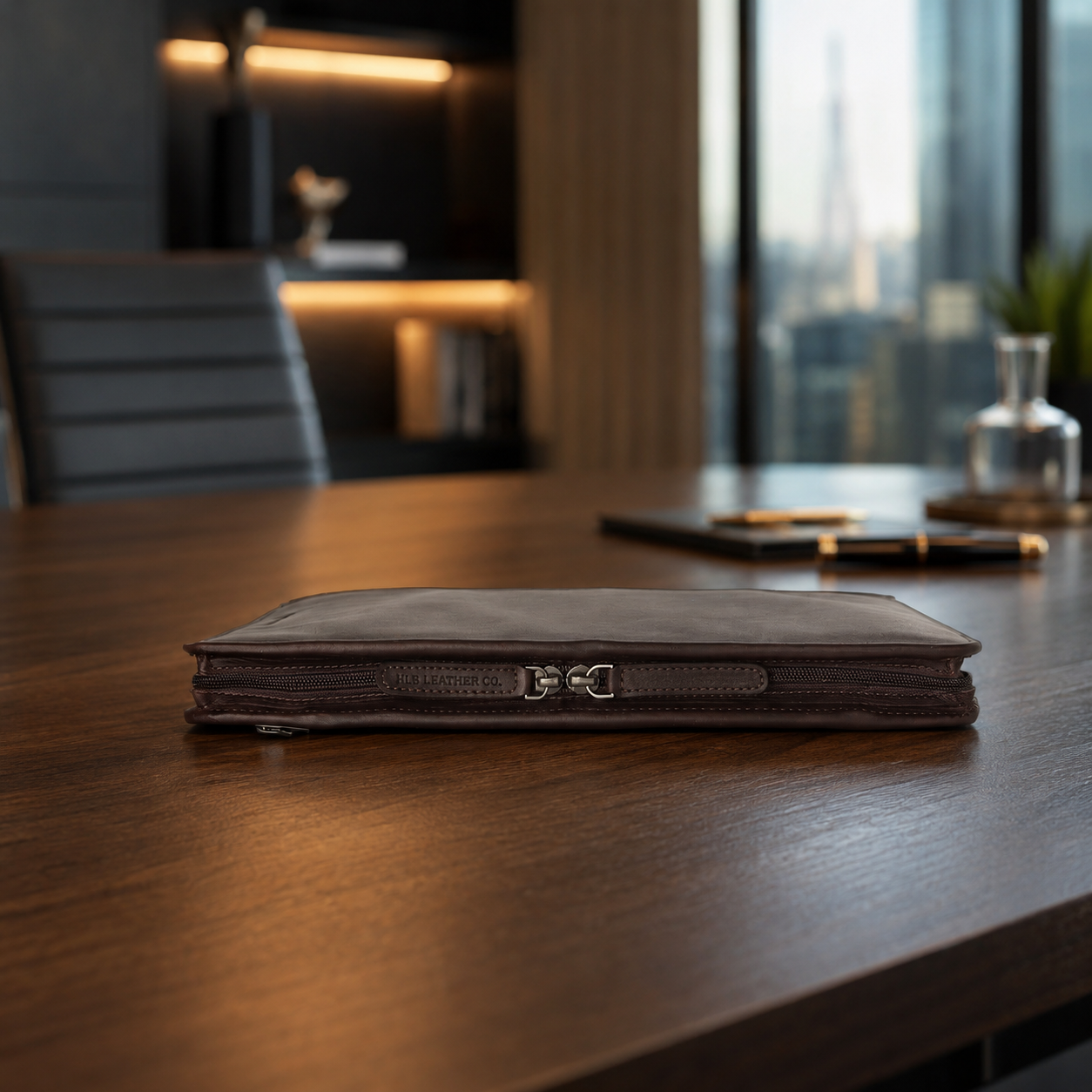 Moreton Brown Leather Portfolio – Ring Binder, Tablet & Document Organizer