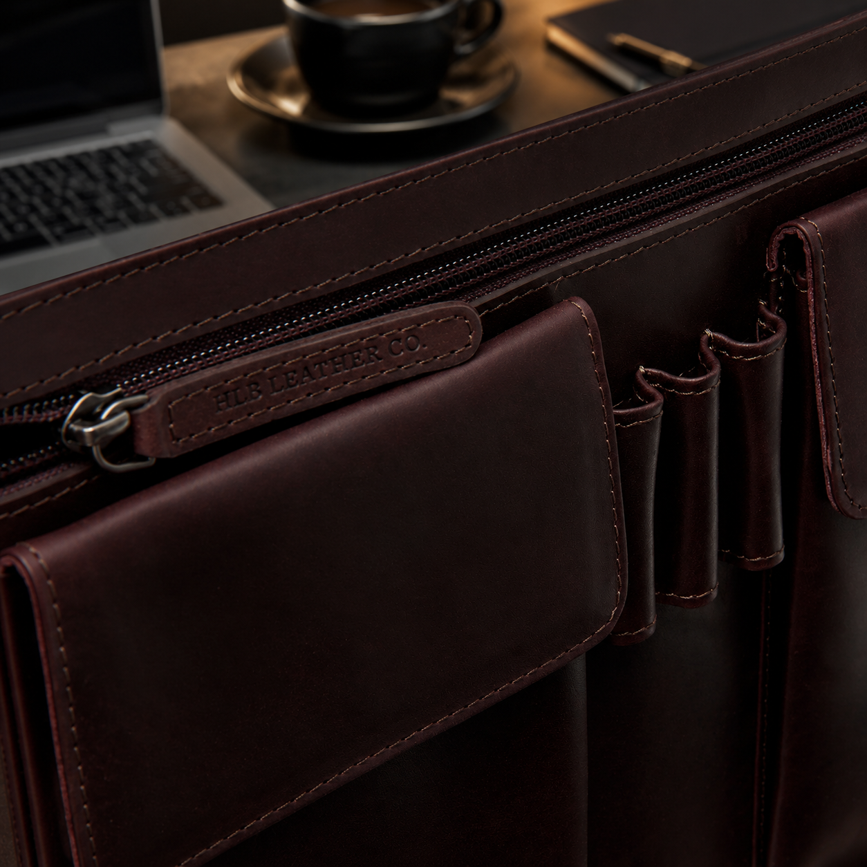 Moreton Brown Leather Portfolio – Ring Binder, Tablet & Document Organizer