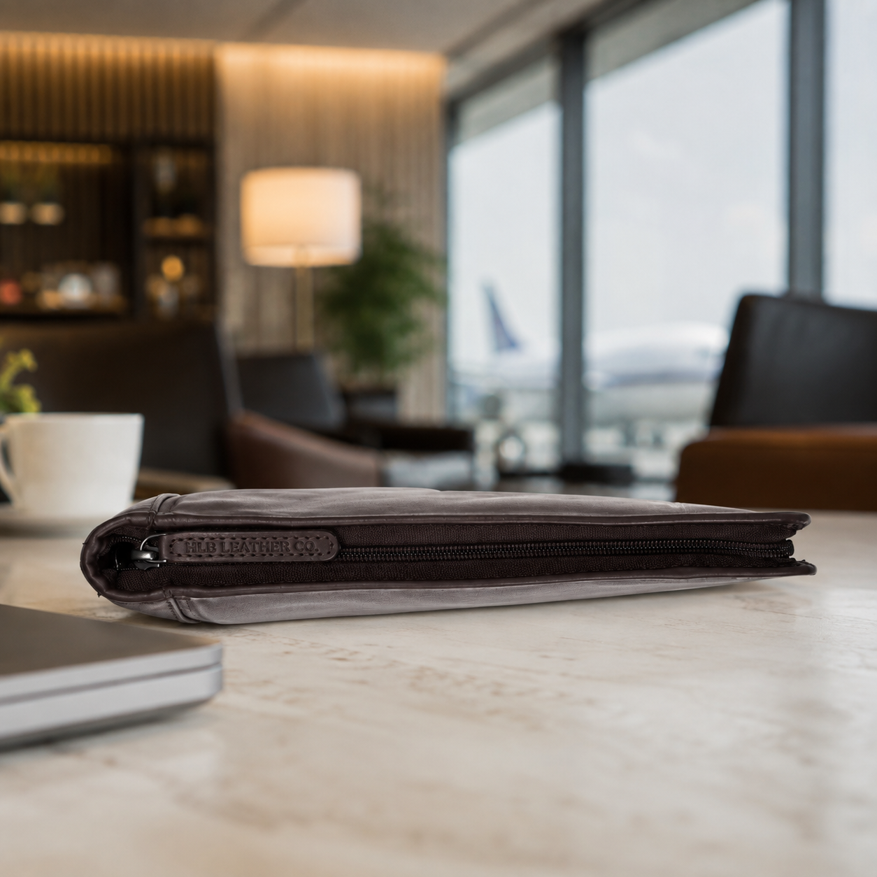 Barnet Brown A4 Leather Portfolio – Zipped Document & Tablet Organizer