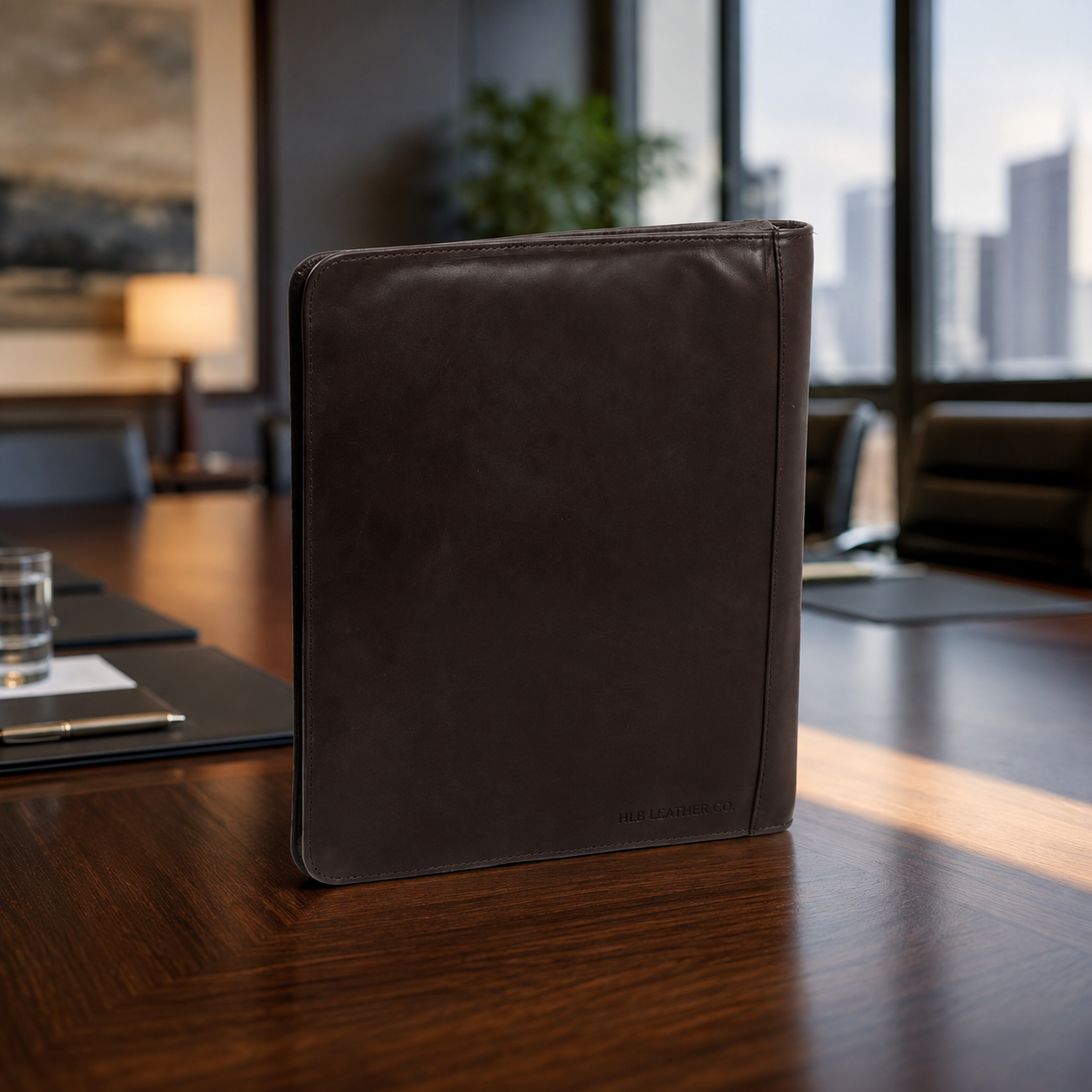 Barnet Brown A4 Leather Portfolio – Zipped Document & Tablet Organizer