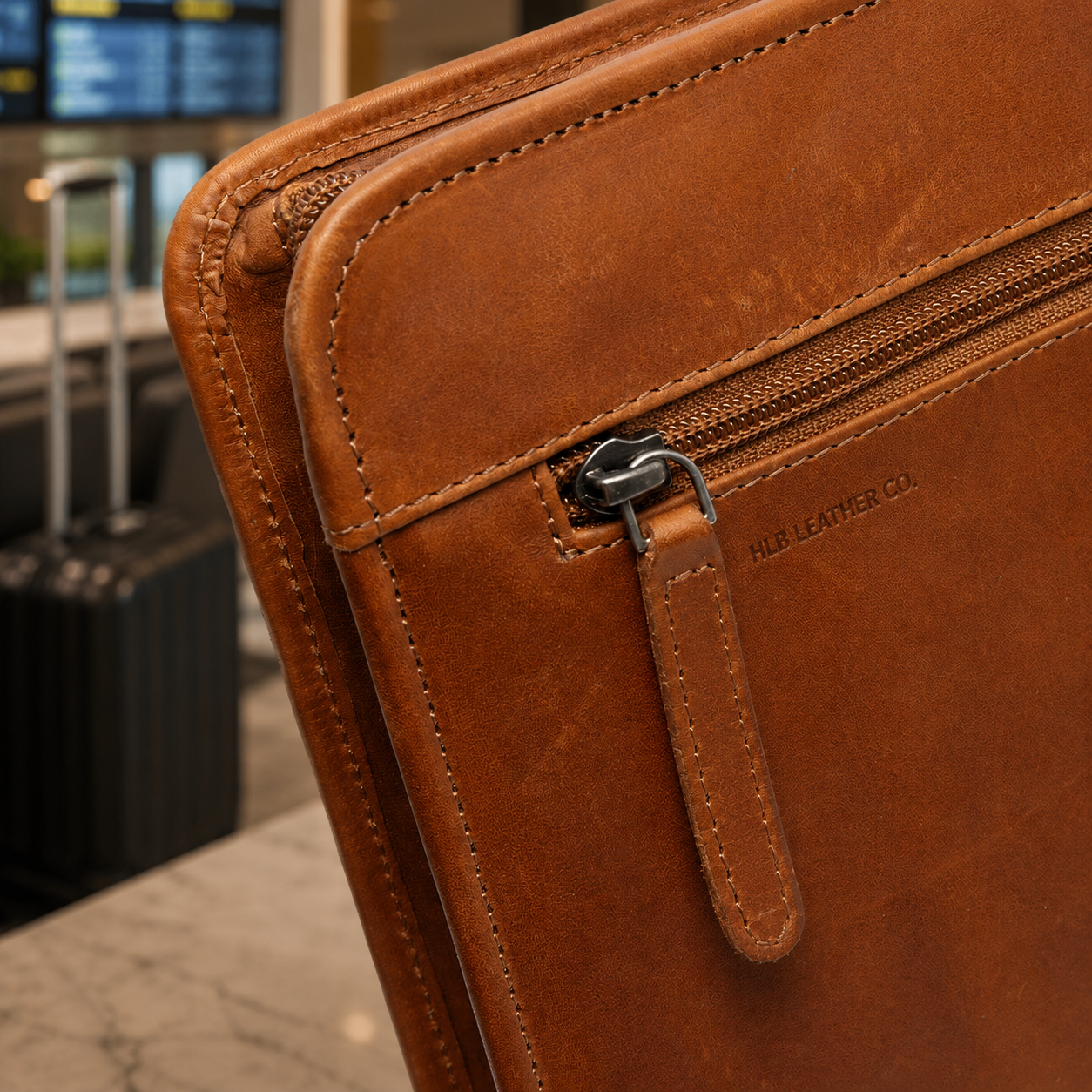 Moreton Cognac Leather Portfolio – Ring Binder, Tablet & Document Organizer