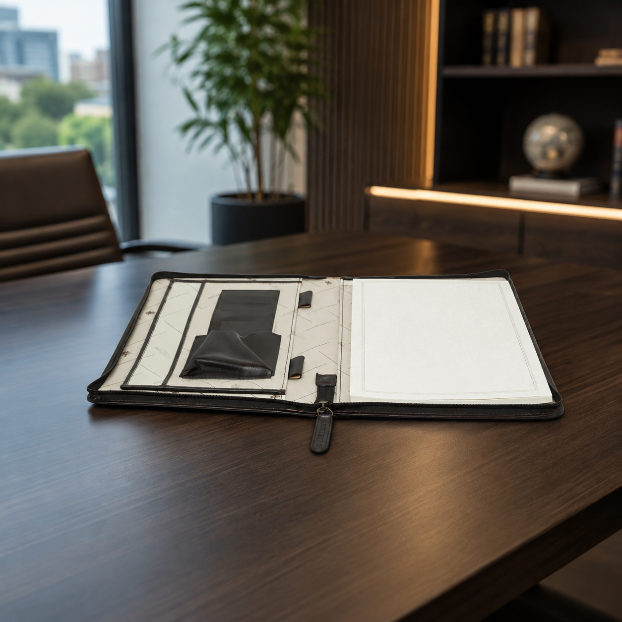Dark Brown Full-Grain Leather Folder – Handmade Italian Business Portfolio