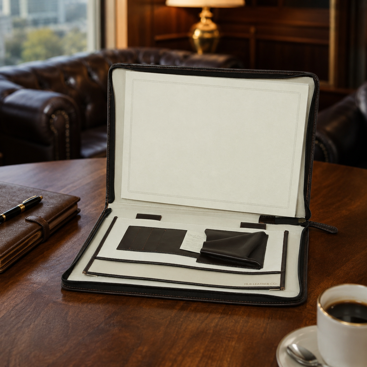 Dark Brown Full-Grain Leather Folder – Handmade Italian Business Portfolio