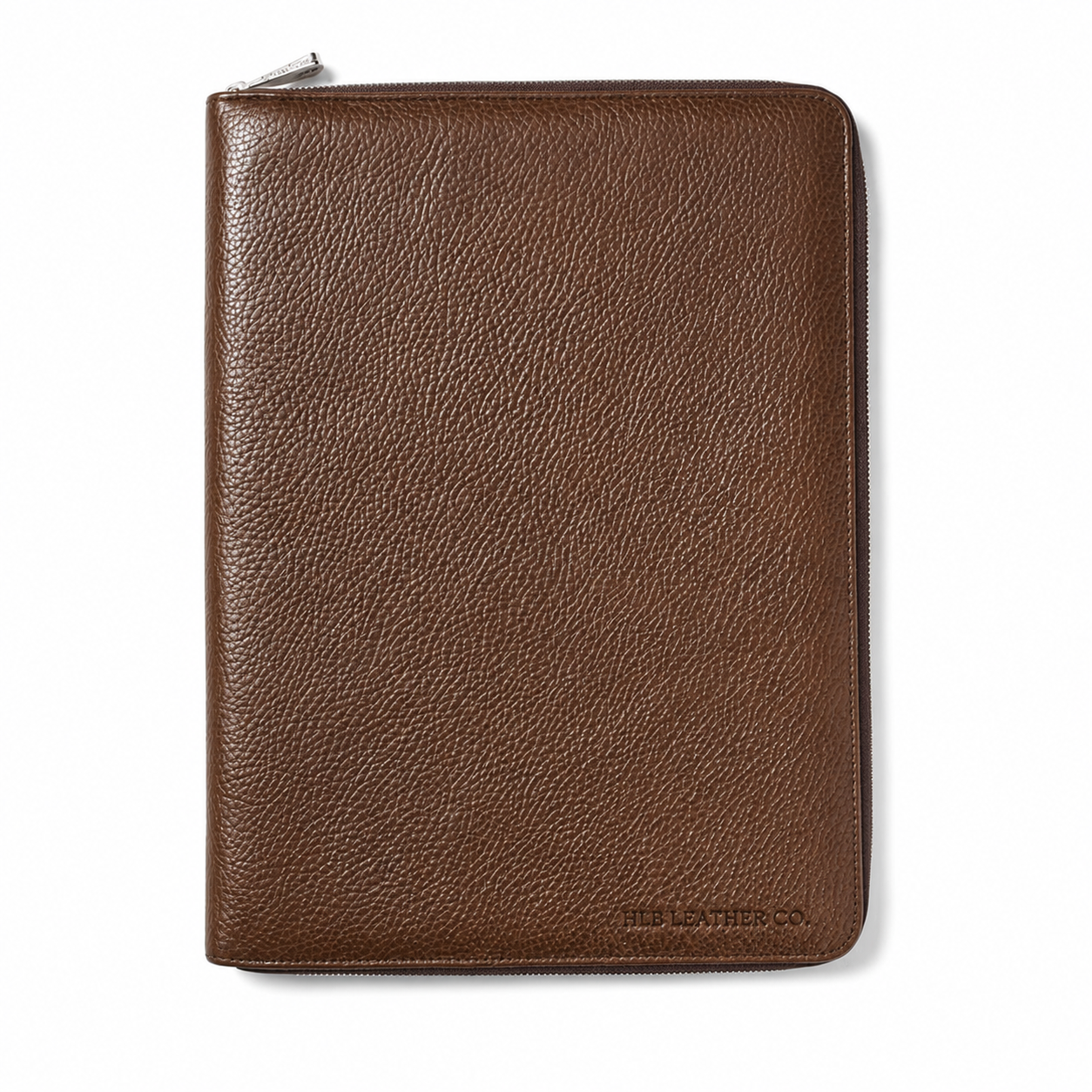 Tobacco Pebble A4 Zipped Leather Padfolio – Executive Business Portfolio