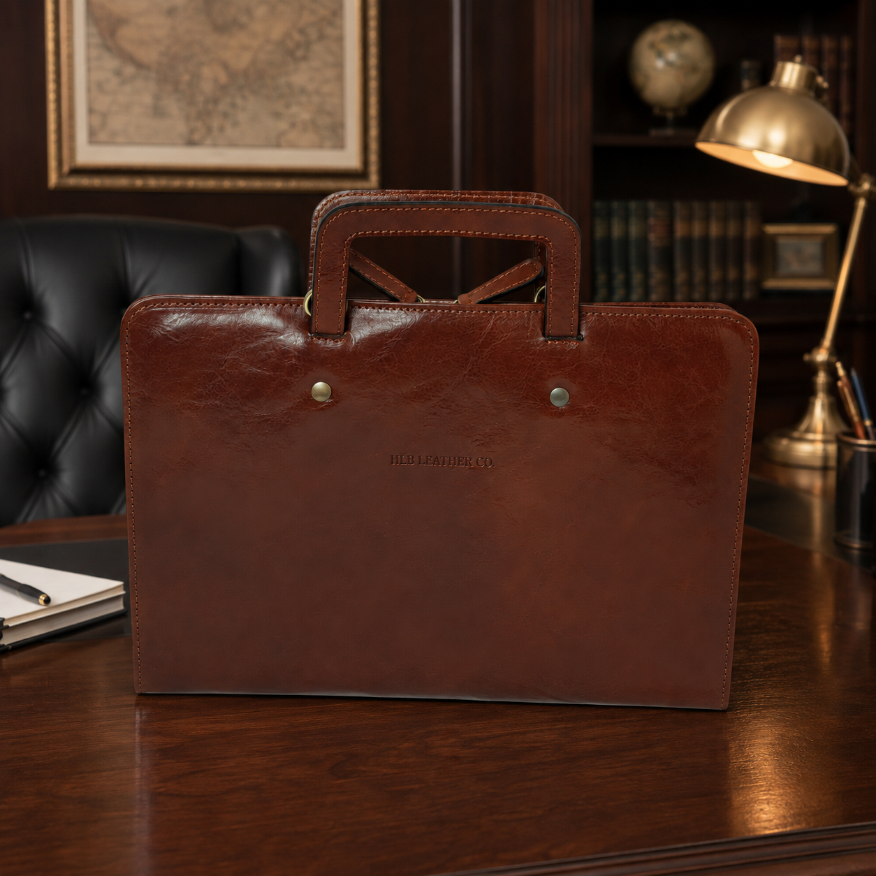 Brown Full-Grain Leather Folder – Handmade Italian Business Portfolio