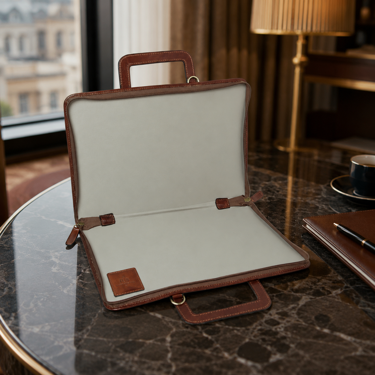 Brown Full-Grain Leather Folder – Handmade Italian Business Portfolio