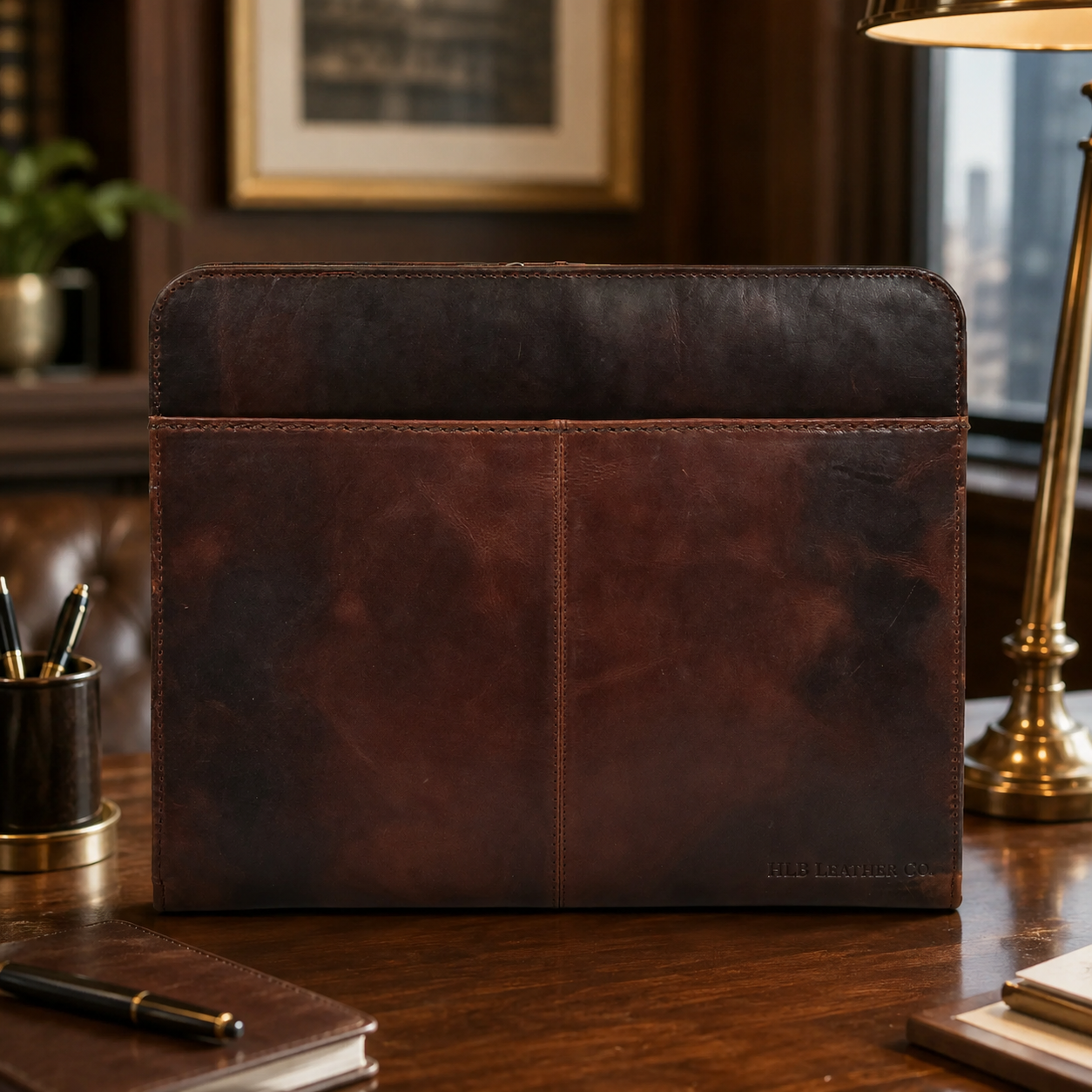 Falkirk Brown Leather Document Folder – Detachable Ring Binder Portfolio Case