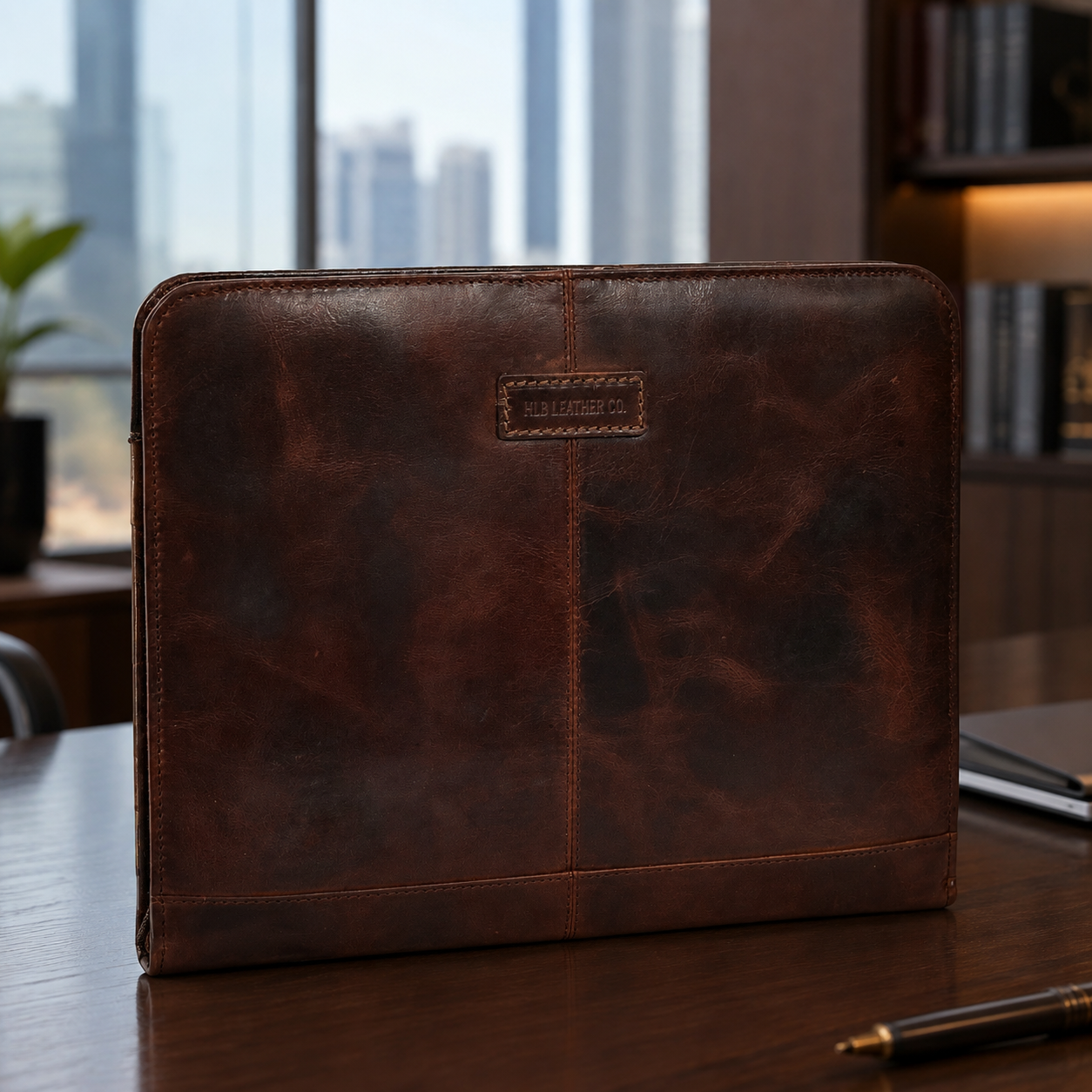 Falkirk Brown Leather Document Folder – Detachable Ring Binder Portfolio Case