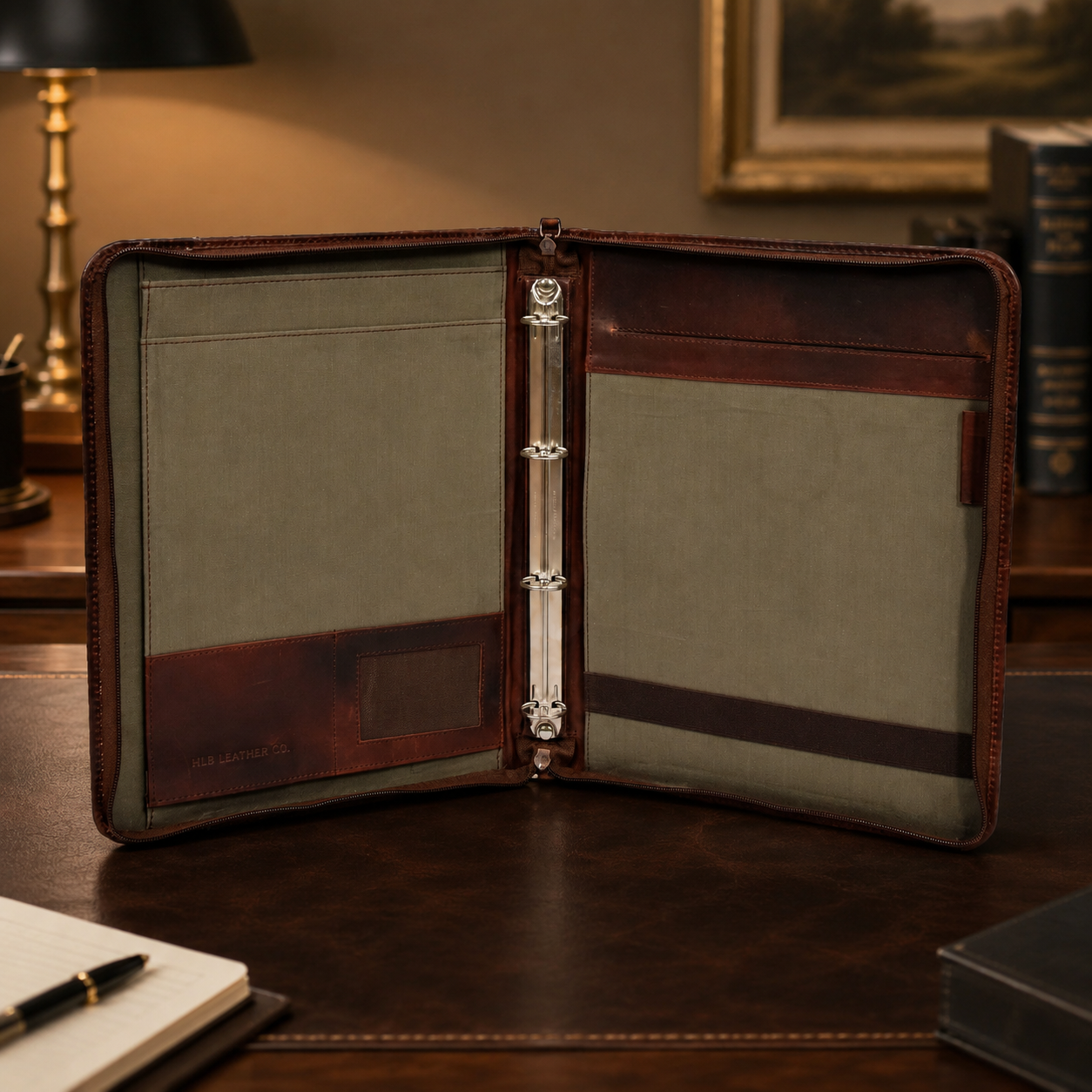 Falkirk Brown Leather Document Folder – Detachable Ring Binder Portfolio Case