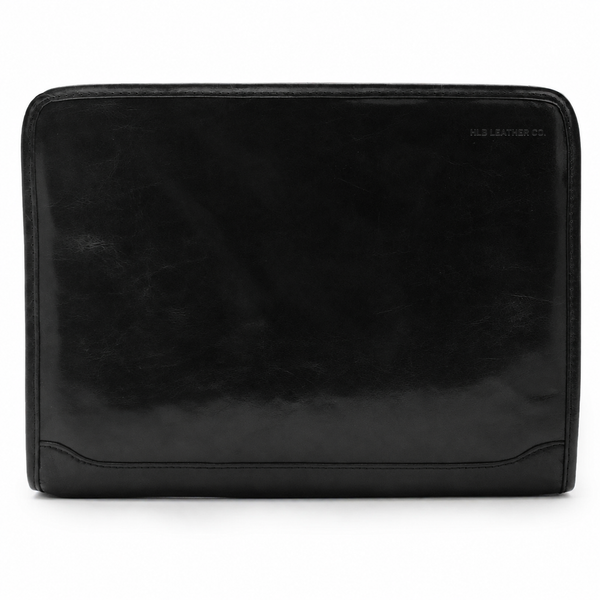 Muker Black Leather Portfolio Case – A4 Ring Binder Business Organizer