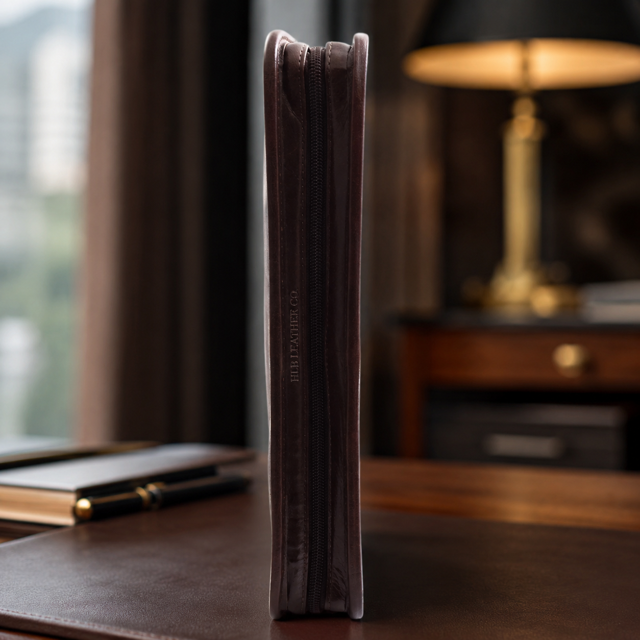Muker Brown Leather Portfolio Case – A4 Ring Binder Business Organizer
