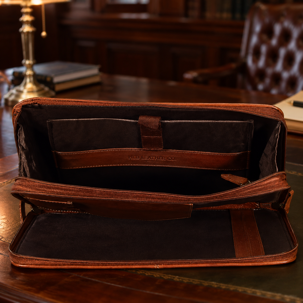 Cookbury Chestnut A4 Leather Portfolio Case – Dual Compartment Business Organizer
