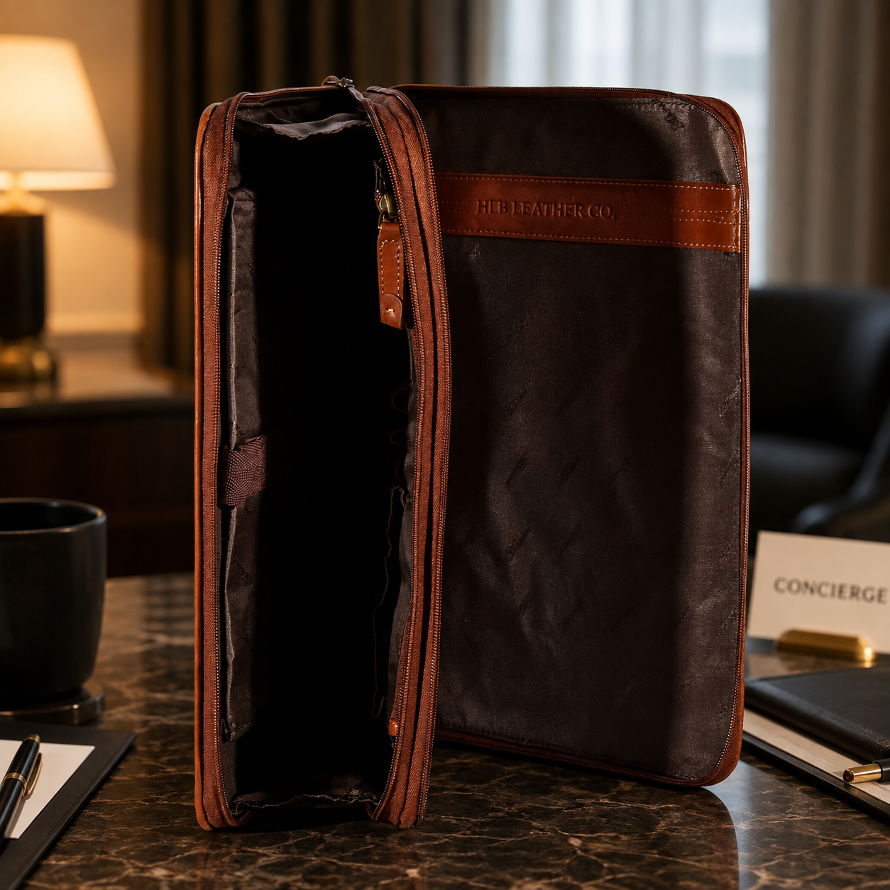 Cookbury Chestnut A4 Leather Portfolio Case – Dual Compartment Business Organizer