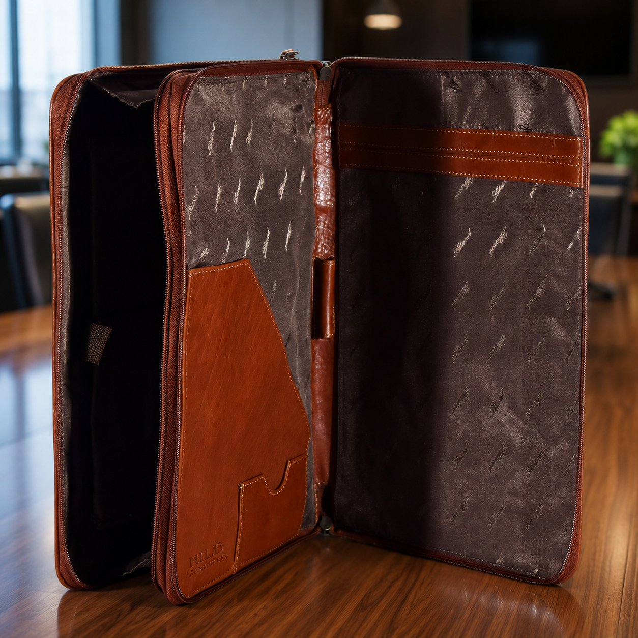 Cookbury Chestnut A4 Leather Portfolio Case – Dual Compartment Business Organizer
