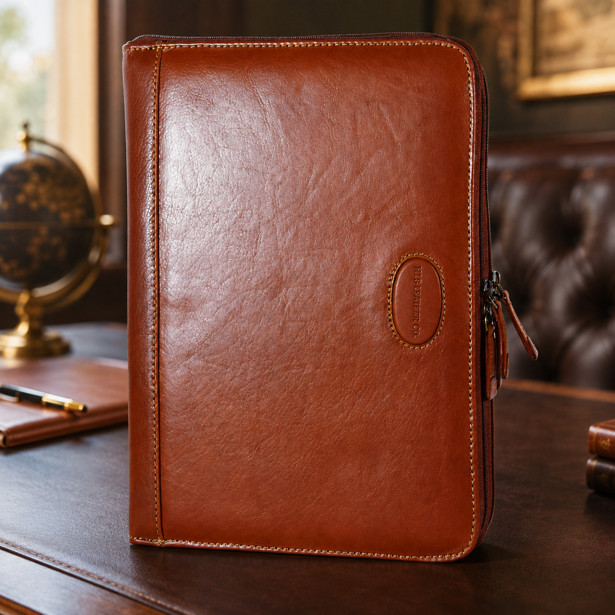 Cookbury Chestnut A4 Leather Portfolio Case – Dual Compartment Business Organizer