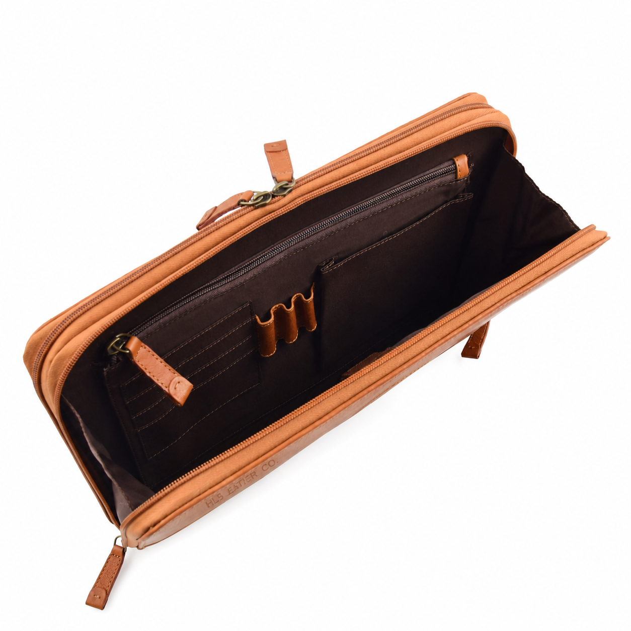 Cookbury Tan A4 Leather Portfolio Case – Dual Compartment Document & Tablet Organizer