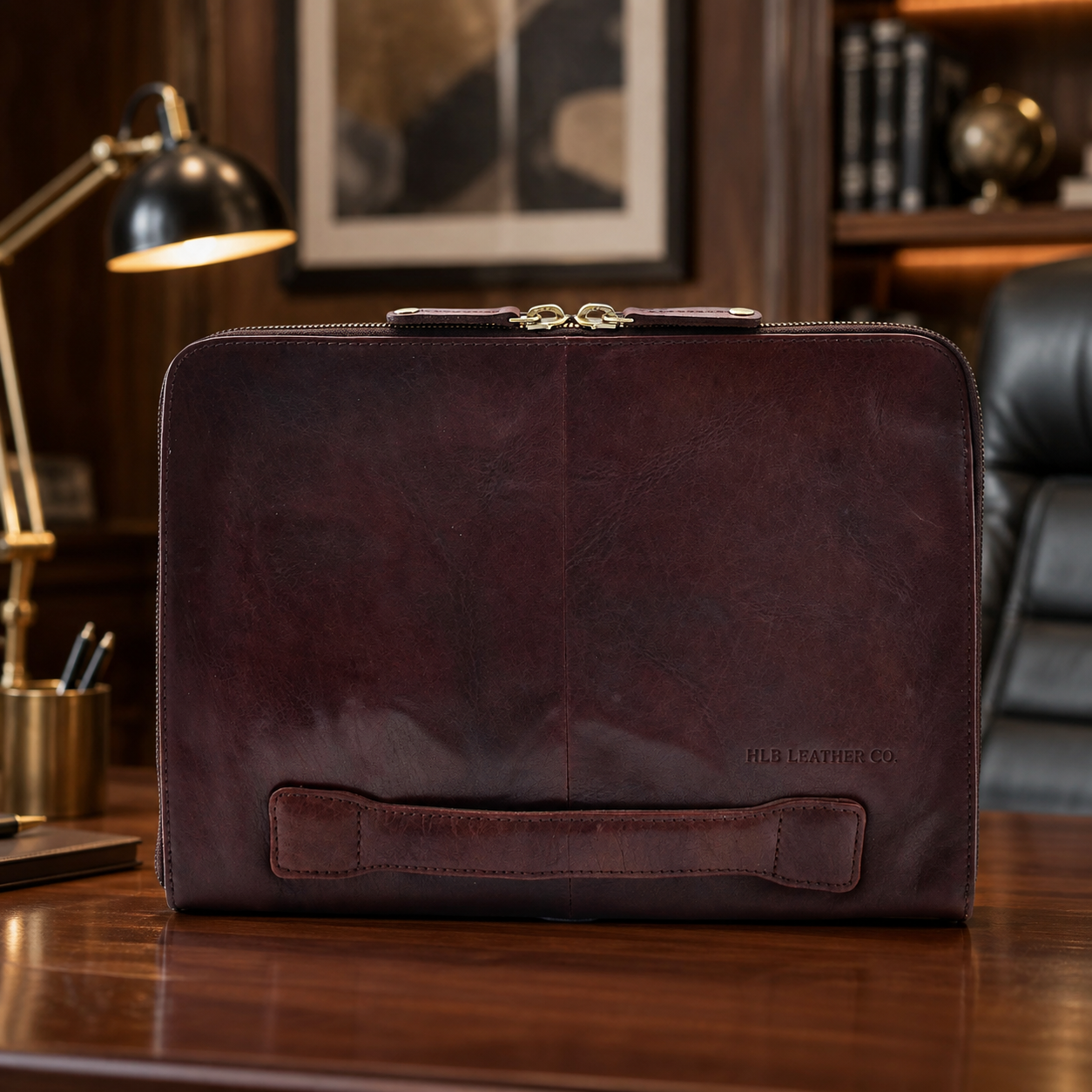 Greenville Brown Small Leather Portfolio Case – Vintage Buffalo Document Folio