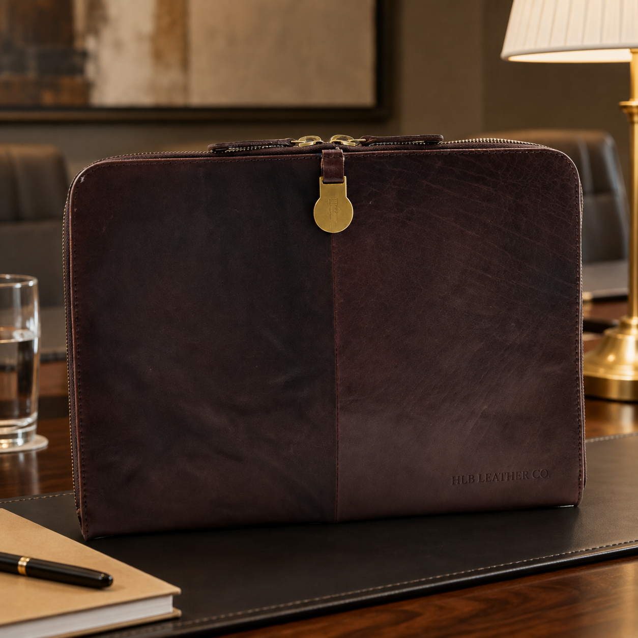Greenville Brown Small Leather Portfolio Case – Vintage Buffalo Document Folio