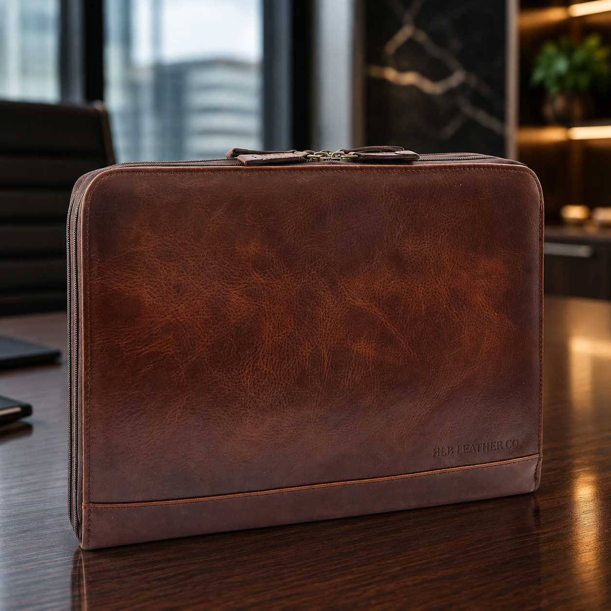 Cookbury Brown A4 Leather Portfolio Case – Dual Compartment Business Document Organizer