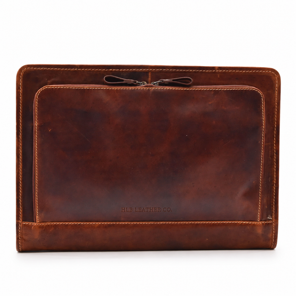 Aero Brown A4 Leather Portfolio Case – Gusseted Document Organizer
