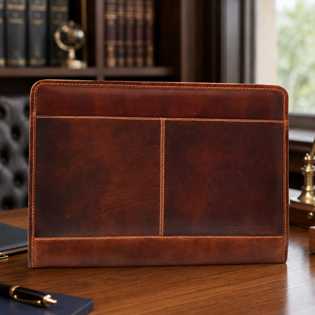 Aero Brown A4 Leather Portfolio Case – Gusseted Document Organizer