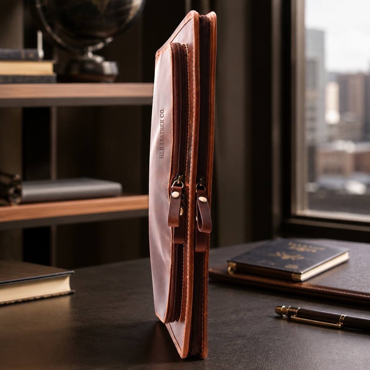 Aero Brown A4 Leather Portfolio Case – Gusseted Document Organizer
