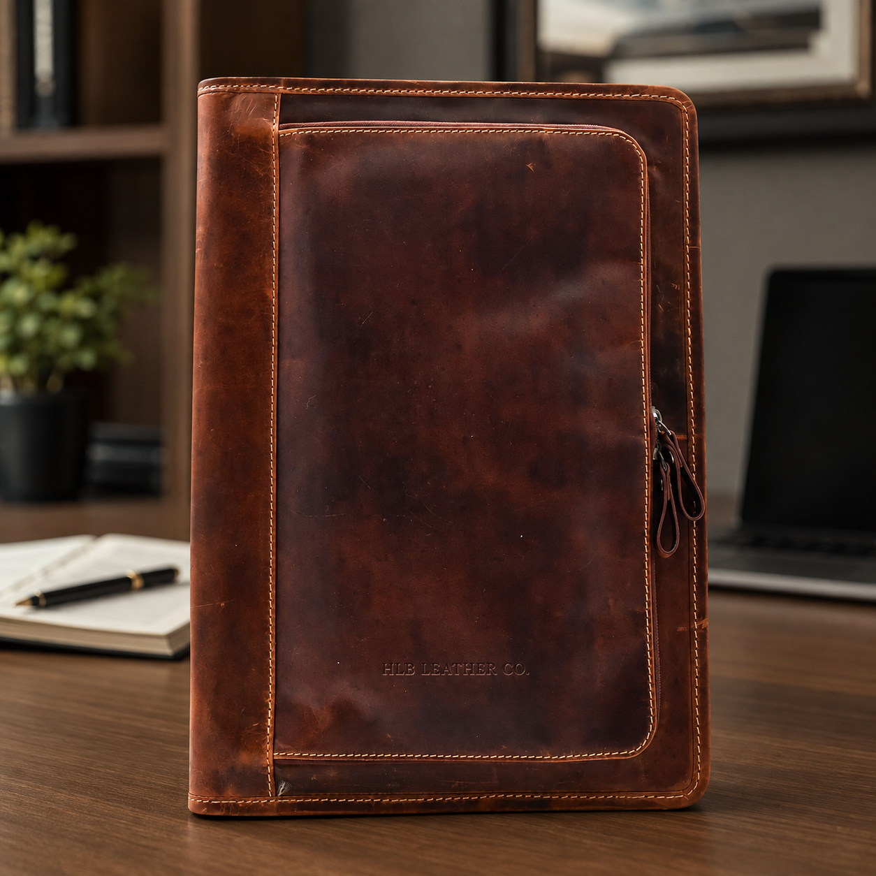 Aero Brown A4 Leather Portfolio Case – Gusseted Document Organizer