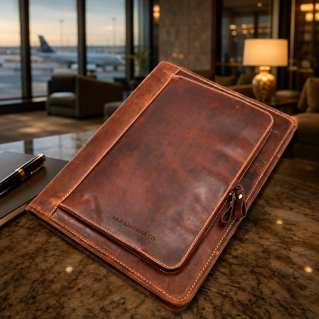 Aero Brown A4 Leather Portfolio Case – Gusseted Document Organizer
