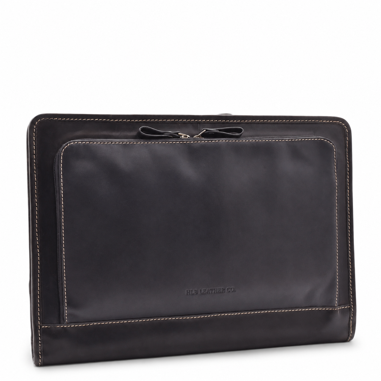 Aero Black A4 Leather Portfolio Case – Gusseted Document Organizer