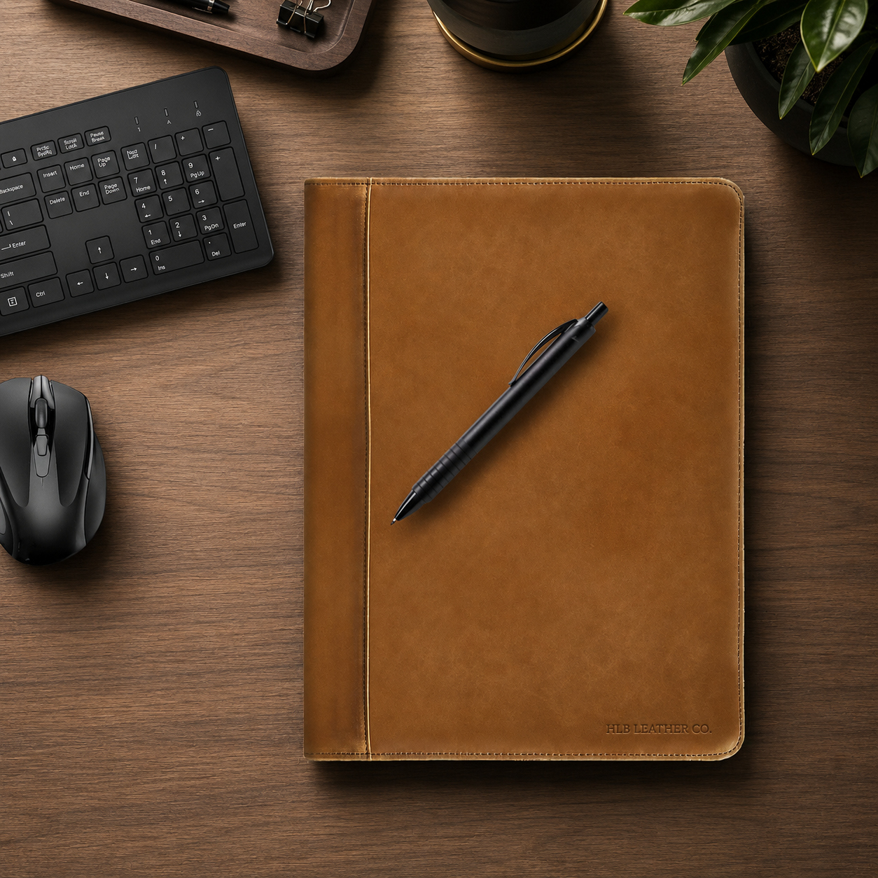 Brown A5 Genuine Leather Padfolio – Compact Business Writing Portfolio