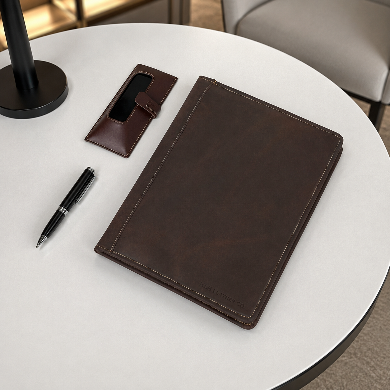 Noel Brown A4 Handmade Leather Portfolio – Full-Grain Buffalo Business Padfolio