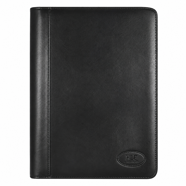 Black A5 Genuine Leather Padfolio – Compact Business Writing Portfolio