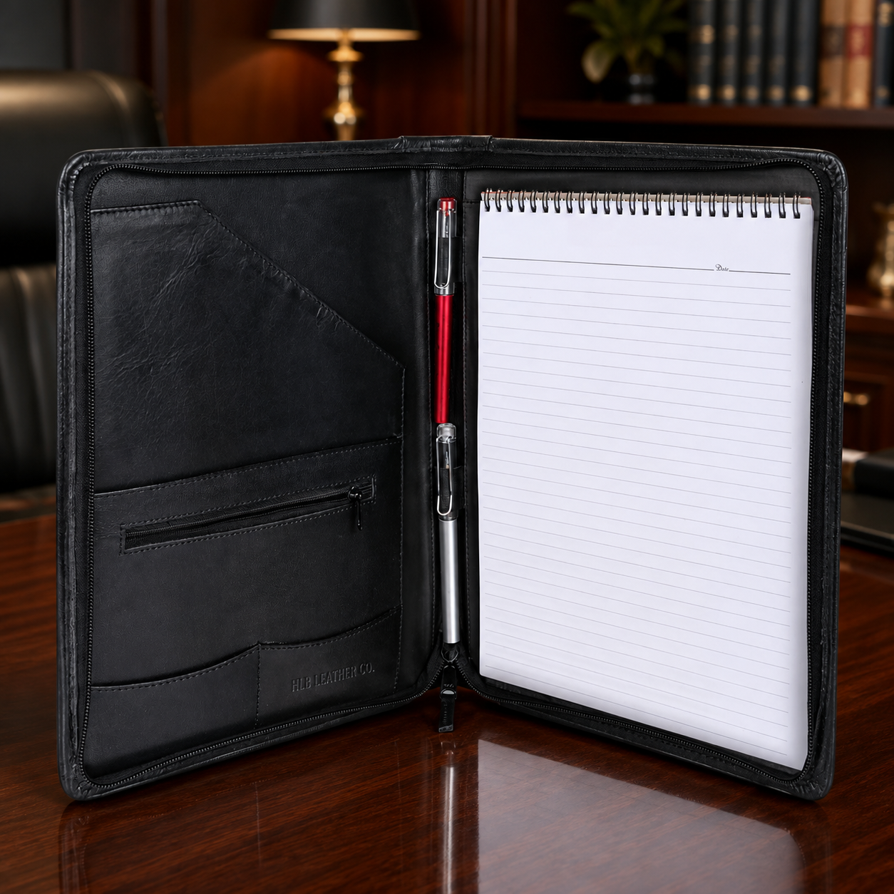 Eton A4 Leather Portfolio – Zipped Business Document Organizer