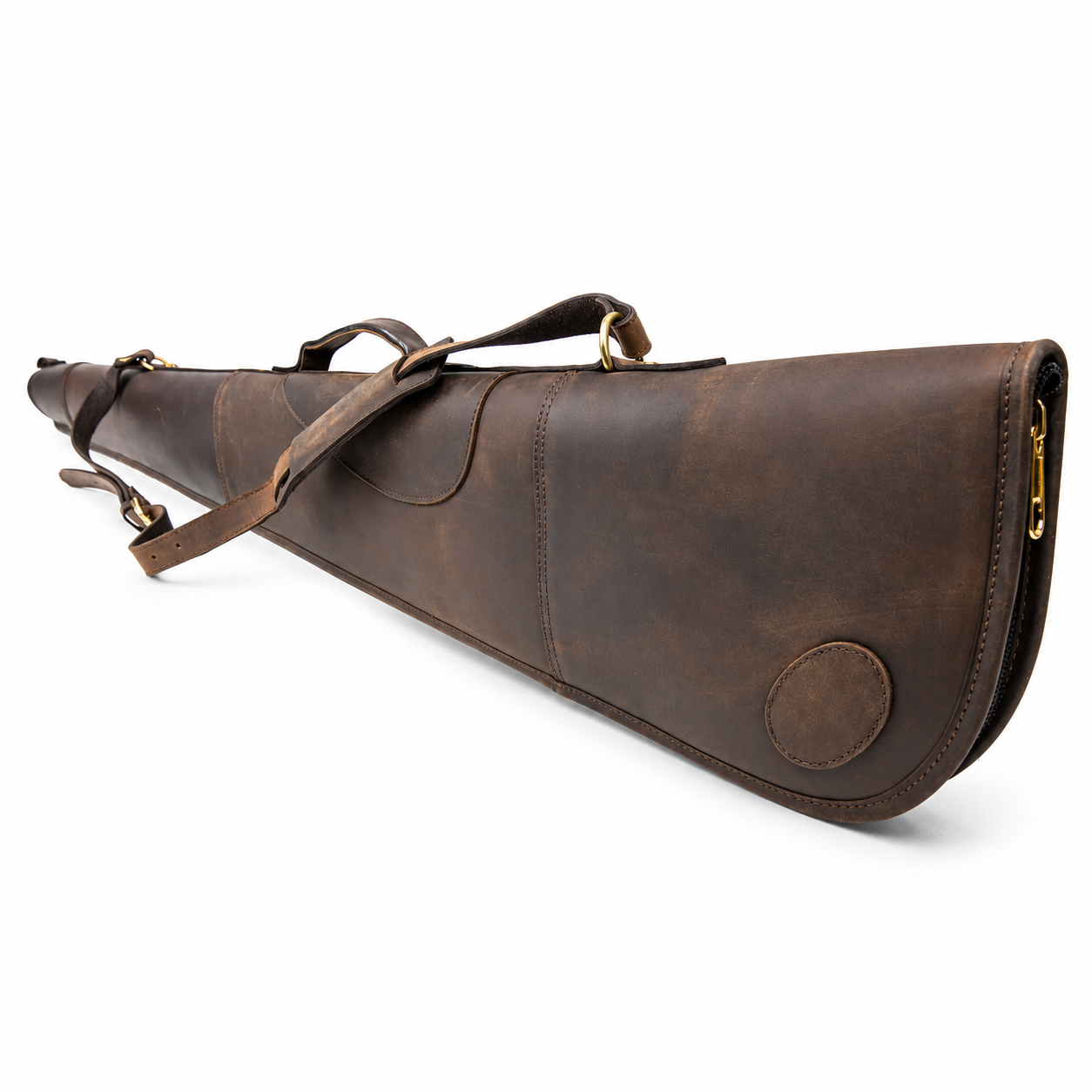 Devonshire Dark Tan Leather Shotgun Slip – Full Zip Gun Case up to 30"